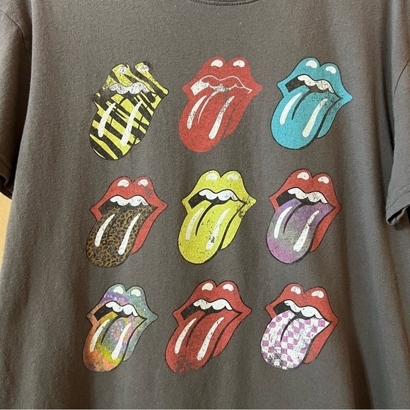 The Rolling Stones | Multi Logo Tongue Graphic Band Tee Boyfriend T-Shirt Size L - Picture 4 of 9